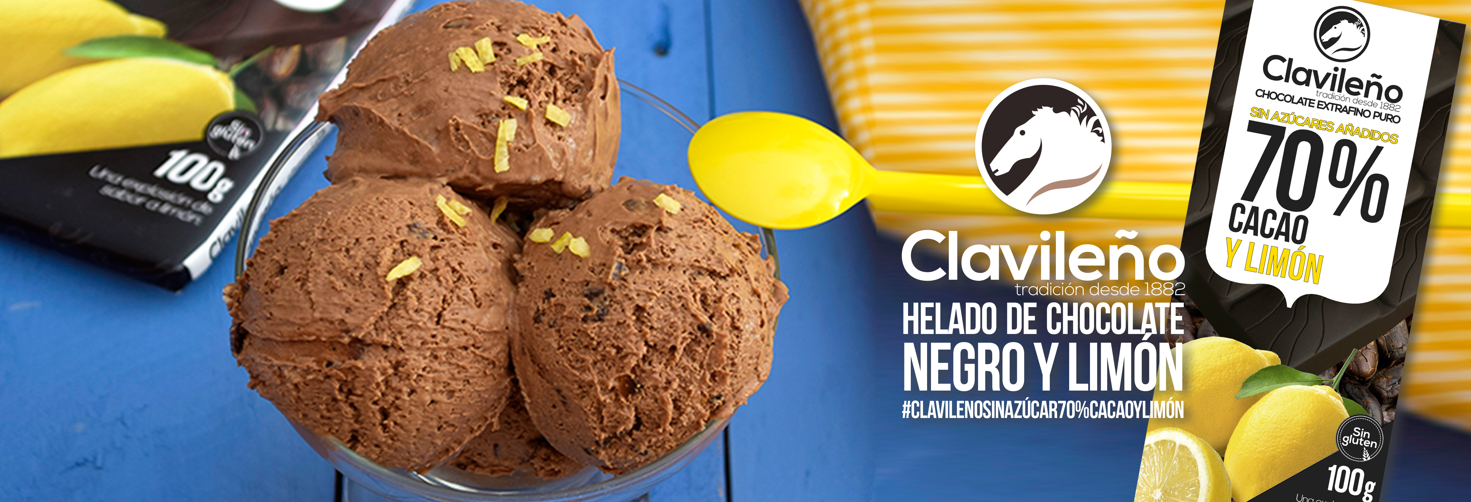 Helado de chocolate negro y limón clavileño - Chocolates Clavileño