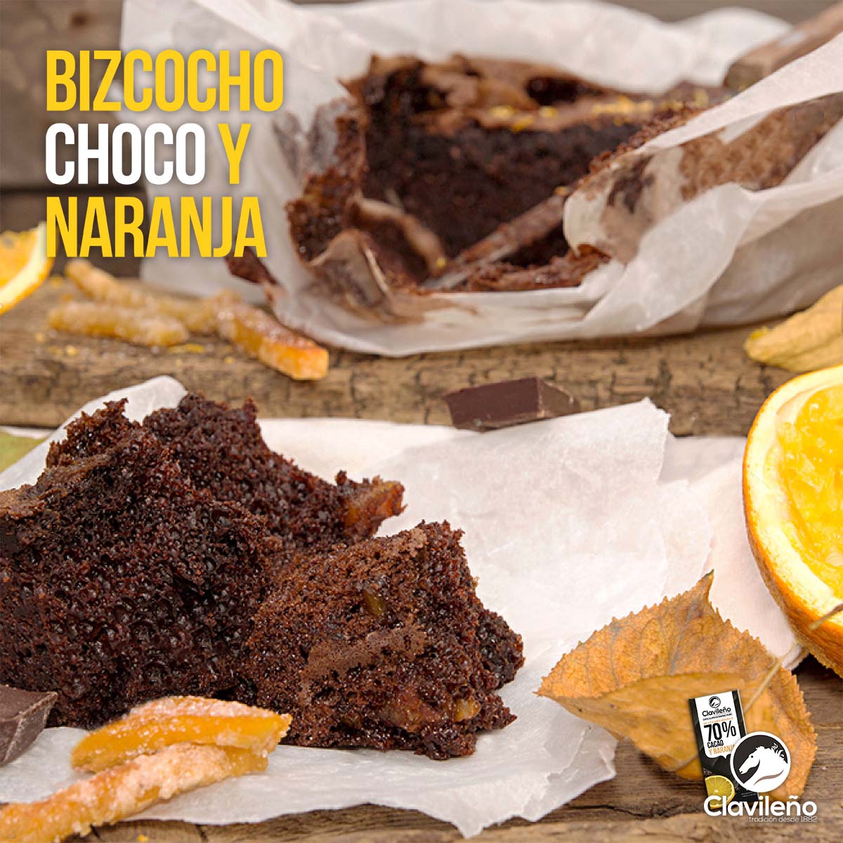 bizcocho chocolate y naranja clavileño