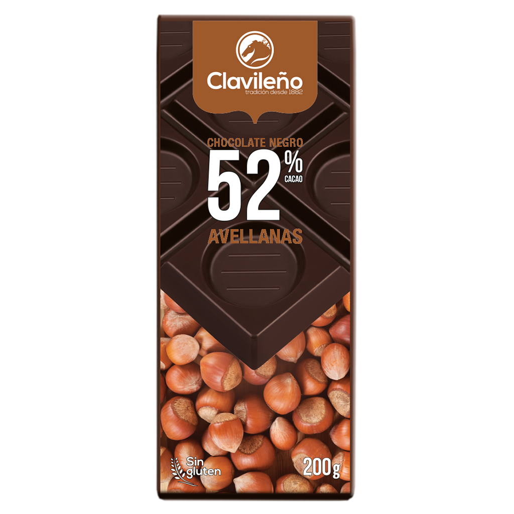 Chocolate puro 52% cacao con avellana - Chocolates clavileño