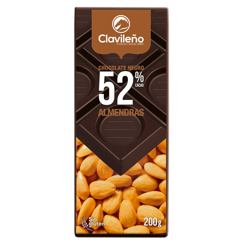 Chocolate puro 52% cacao con almendra - Chocolates clavileño