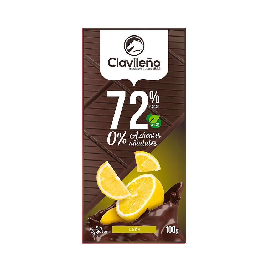 Chocolate negro 72% con limón y stevia